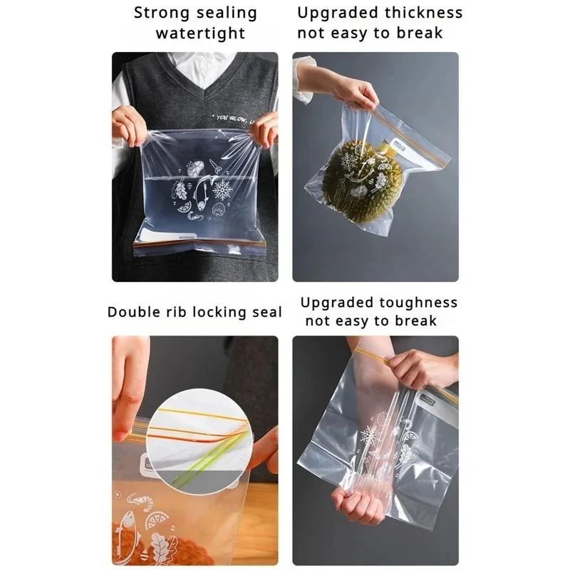 Reusable Food Storage Bags Fridge Organizer Fresh-keeping Bag Leakproof Lunch Bag for Salad Fruit Kitchen Storage Tools