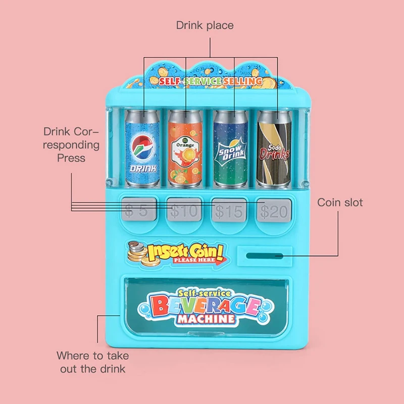 Children's Simulated Beverage Vending Machine Toys Coin-operated Shopping Vending Role-playing Educational Gift Toys 3