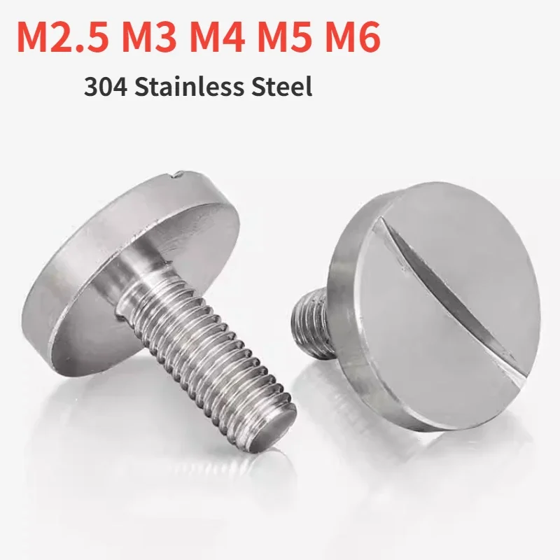 thumbnail image 1 of M2.5 M3 M4 M5 M6 304 Acero inoxidable Ranura de una palabra Tornillo ranurado de cabeza plana extra grande Perno de cabeza redonda plana, 1 of 4