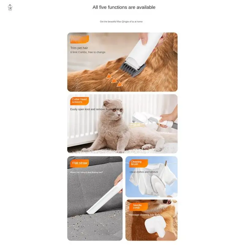 1 Set Cats Dog Vacuum Pet Grooming Tools Hair Remover Pet Grooming Supplies Low Noise EU Plug