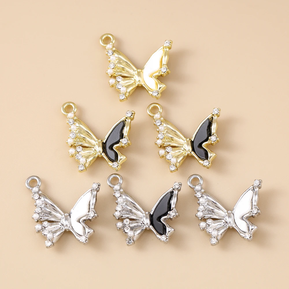 Leslie 5 Stück 19*20mm Y2K Charms Exquisite Kristallperlen Schmetterlingsanhänger für Halskette, Ohrringe, Armband, DIY-Schmuck