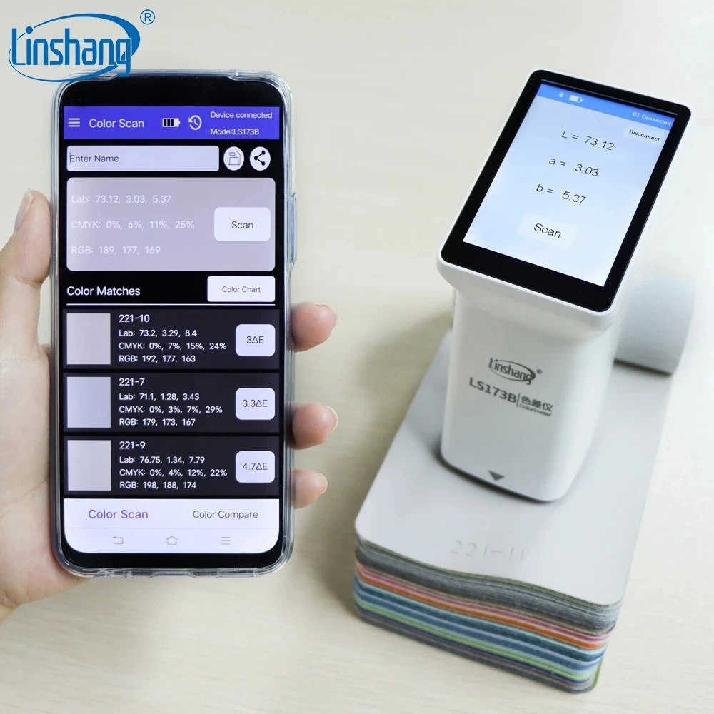 Colorimeter Fabric Color Meter Colorchecker Colormeter Touch Screen Easy to Use Mobile APP Software for Car Paint Ceramic Food 5
