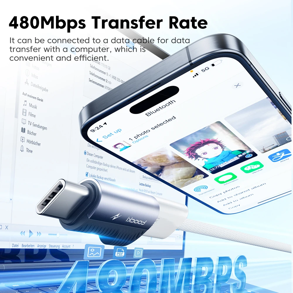 투키 5개입 타입 C 어댑터 PD 60W 고속 충전 USB C 남성에서 아이폰 여성 변환기 아이폰 17 16 15 프로 맥스 노트북 데이터 전송용