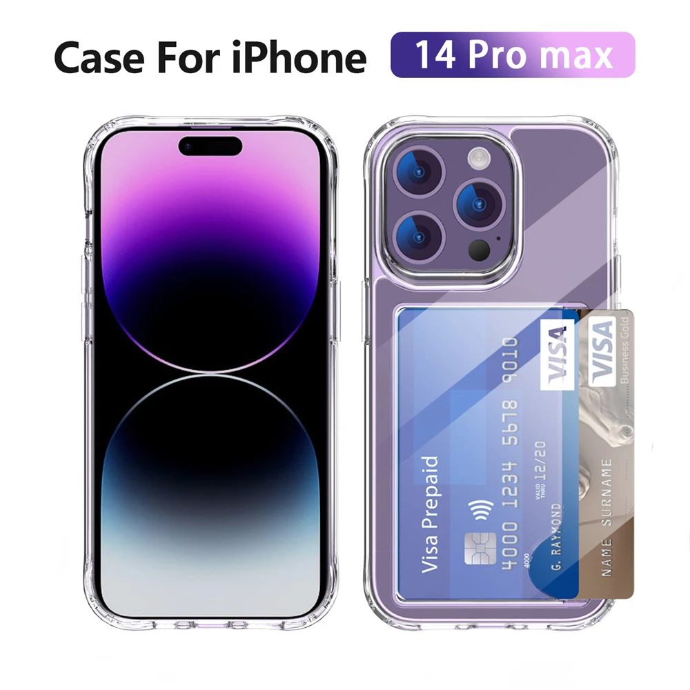 Coque iPhone 13 Pro Max antichoc avec porte-cartes (transparente) - Coque -telephone.fr