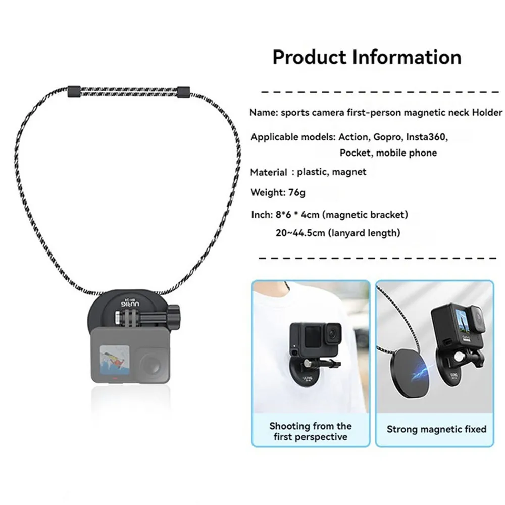 Action Sport Camera Per Insta 360 One R/X/X2 Universal Rotabed Adjust Magnetic Neck Snap Mount Stand Hand Free Multi Collana