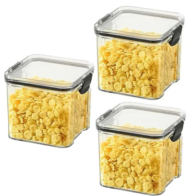 Large Capacity Sealed Food Storage Jars PET PE Kitchen Organizer for Grains