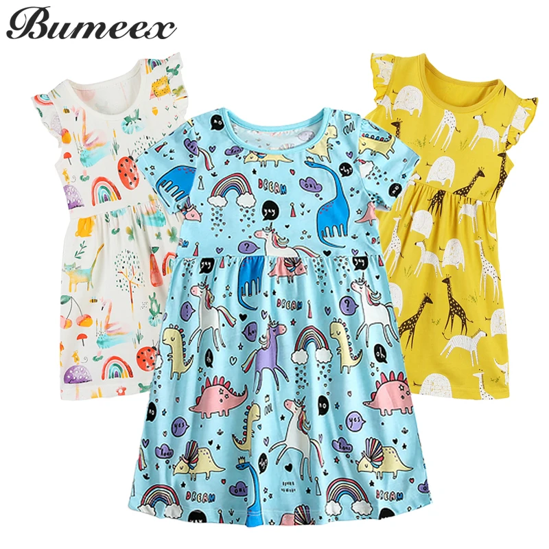 BumeexSummer3pieceGirlsDressesToddlerAnimalPrintChildrens