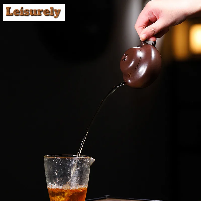 120ml Creative Yixing Purple Clay Teapots Handmade Eggplant Pot Raw Ore Purple Zhu Mud Kettle Zisha Tea Set Drinkware Supplies