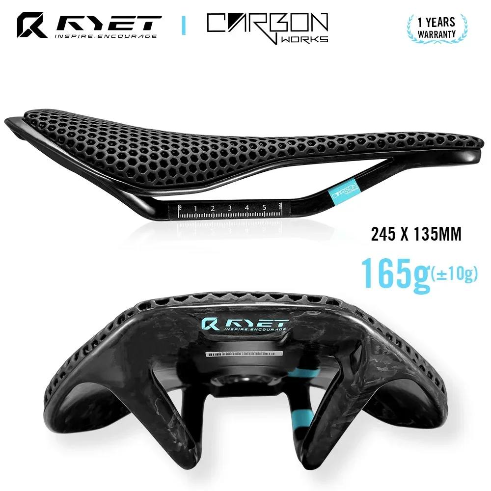 RYET 3D プリントフルカーボン自転車サドル 135/145/155 ミリメートル
