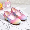 Princess Shoes for Girls Spring Autumn Glitter Fashion Kids Dress Leather Shoe Rainbow Sequins Children Party Wedding High Heels 1