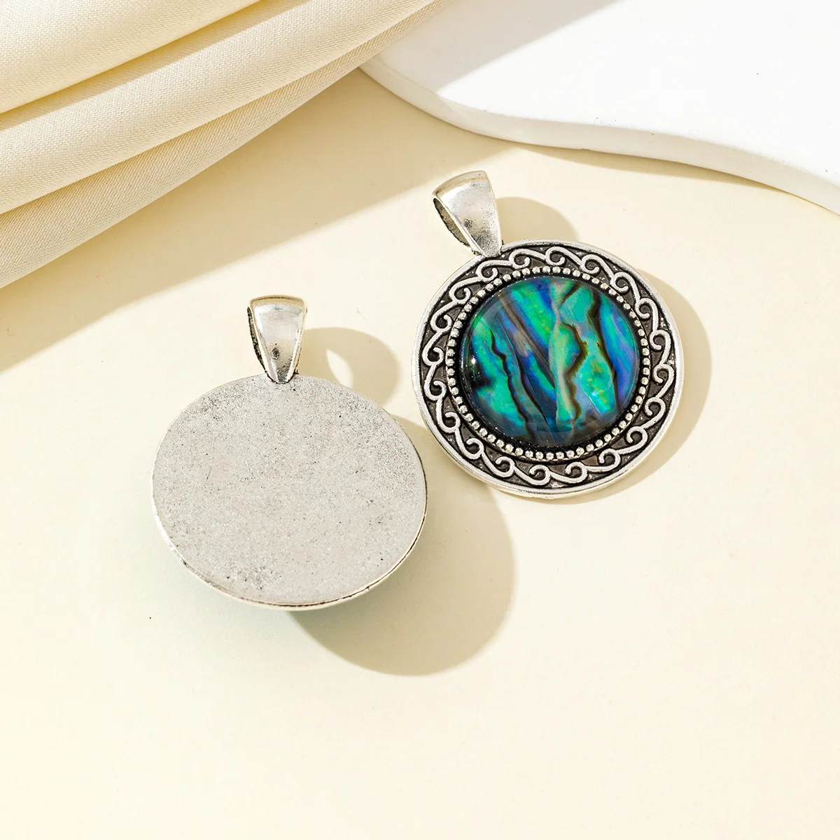Round Gemstone Pendant Natural Crystal Agate Charms for Jewelry Making Supplies DIY Women Necklaces Earrings and Accessories - 2