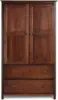 Wood Furniture Shaker 2-Door Wardrobe, Solid Wood with Cherry Finish 1