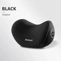 Memory Foam Car Headrest and Lumbar Support Cushion Set for Enhanced Comfort (Black pillow)