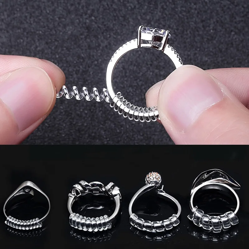 Transparent Spiral Based Ring Tools Spring Coil Ring Size Guard Tightener Reducer Resizing Tool for Jewelry Accessories