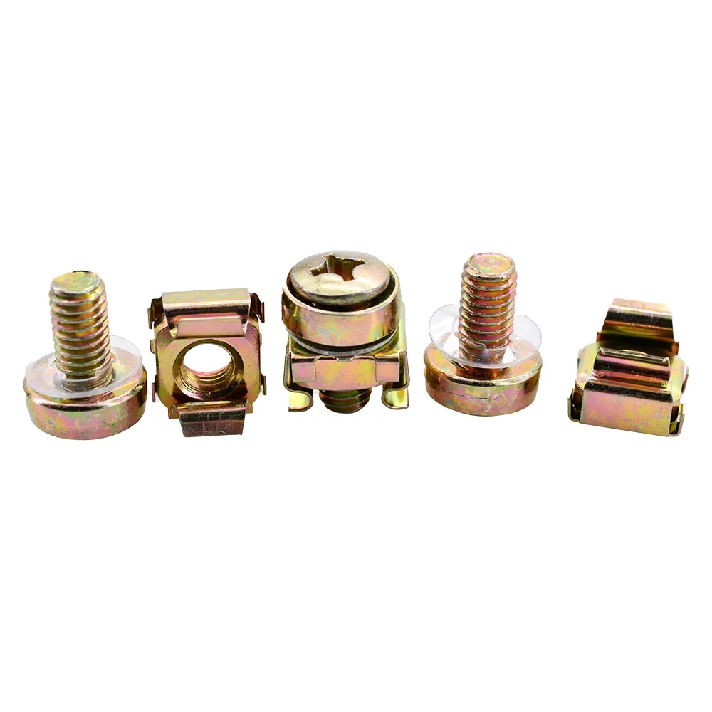 Phillips Rack Mount Screw Nut Set Zinc Plated Carbon Steel Bolt Metric Threaded Screws Cage Nuts Kit M6x16mm M6x20 M5x16 M5x20