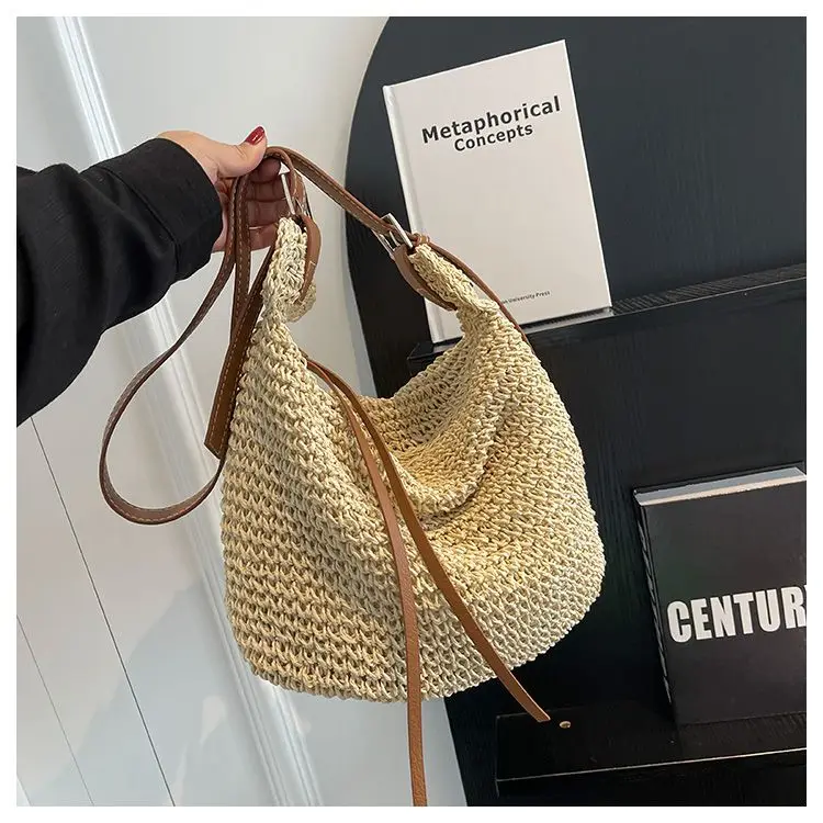 2023 New Fashion Straw Woven Bag Retro Handwoven Tote Women's Bag Casual Simple Versatile Large Capacity Shoulder Bag For Women