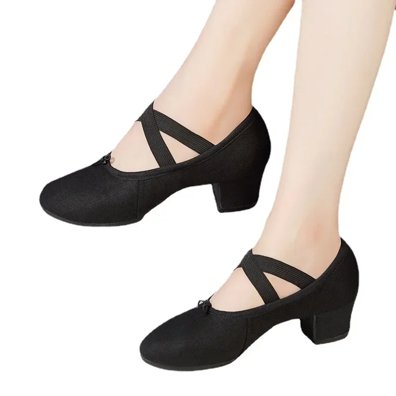 Adult Jazz Ballroom Canvas Dance Shoes Women Teacher Soft Sole Latin Modern Dance National Standard Practice dance shoes