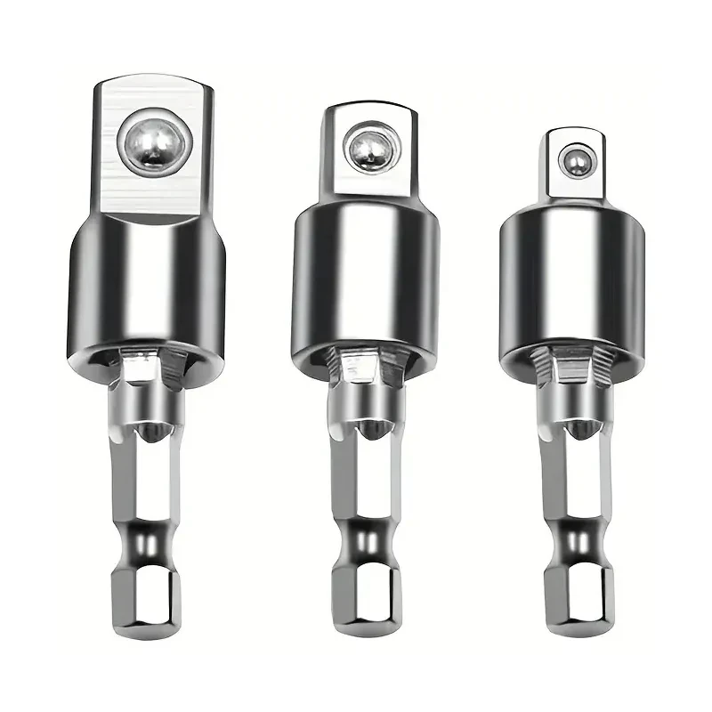 Drill Screwdriver Adapter 360&deg; Drill Pneumatic Screwdriver Sleeve Universal Adapter Hexagonal Shank Turn Square Head Swivel Extension Tool Set 3PCS