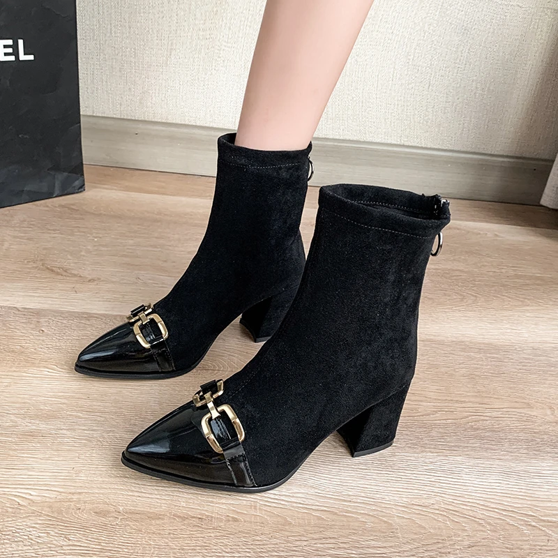 

New women in autumn and winter high-end westernized fashionable point toe high heels 5243