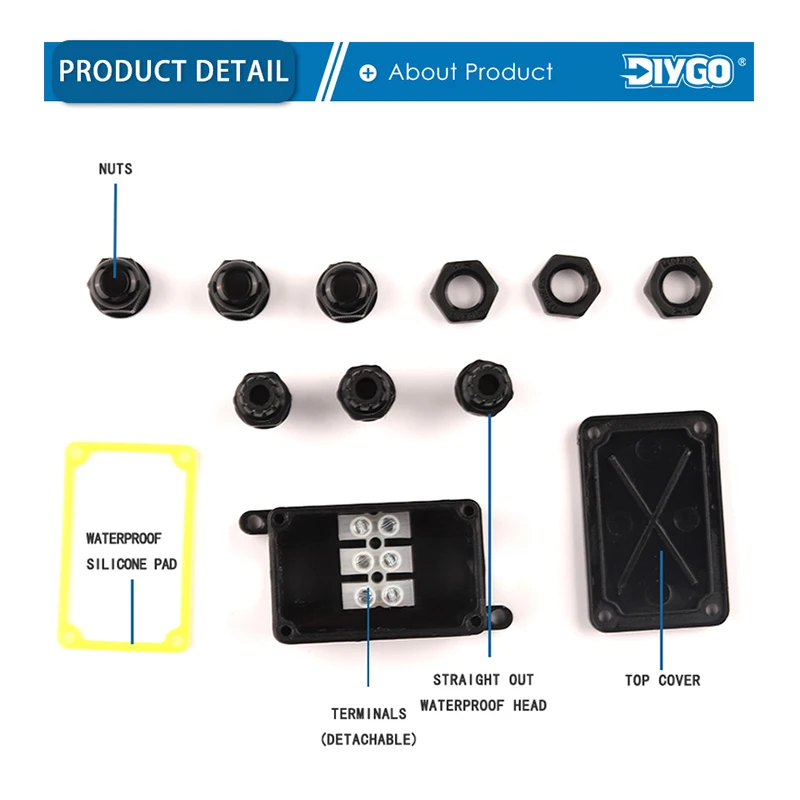 IP66 Waterproof Junction Box 2 Way 3 Way 3mm-6.5mm Cable Connector Sealed Retardant Electrical Outdoor Waterproof Box DIY GO