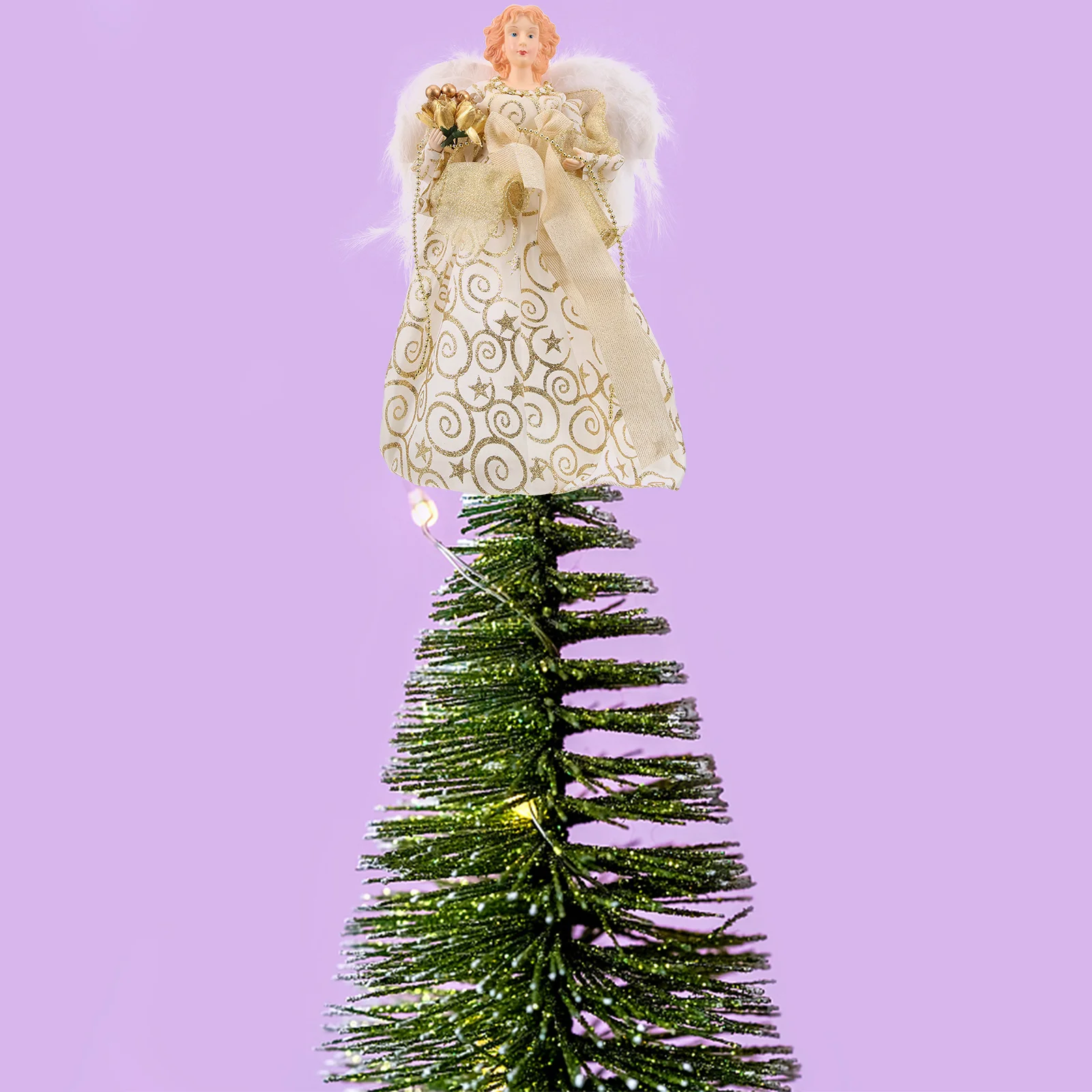 

Christmas Tree Top Gold Angel Figurine Plush Angel Doll Statue Christmas Tree Topper New Year Party Decoration