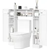 Short Over the Toilet Storage Cabinet – Freestanding Bathroom Space Saver with Adjustable Shelves, Toilet Paper Holder & Anti-Ti 1