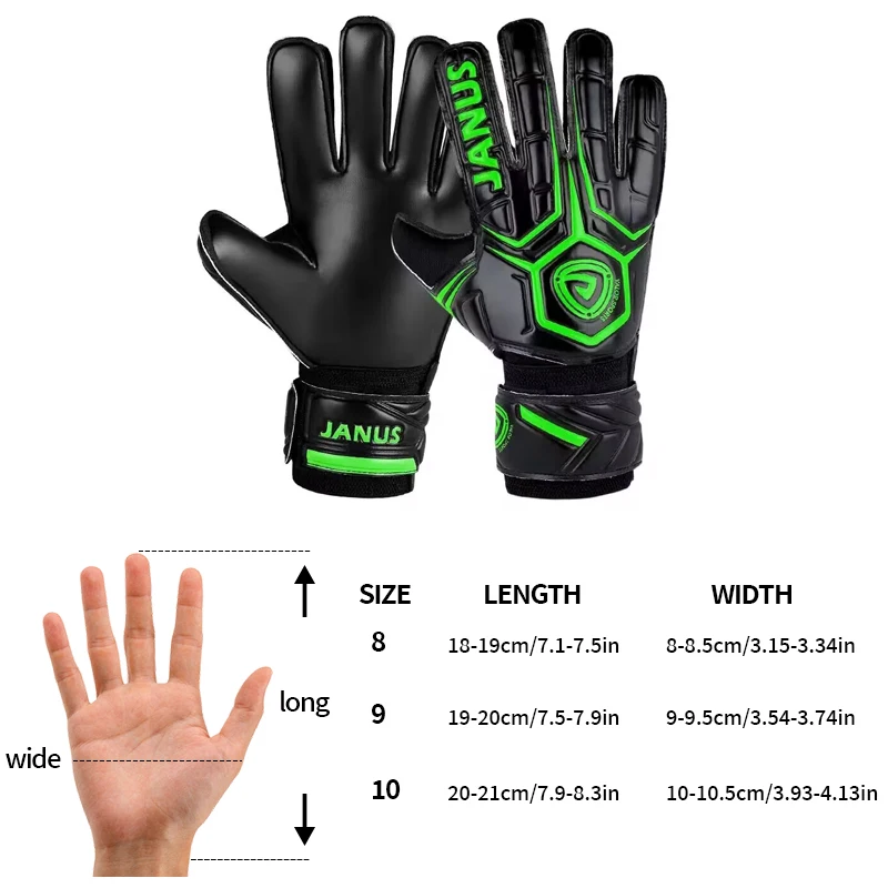 A pair of latex anti-slip and wear-resistant football goalie gloves 8/9/10 size football gloves