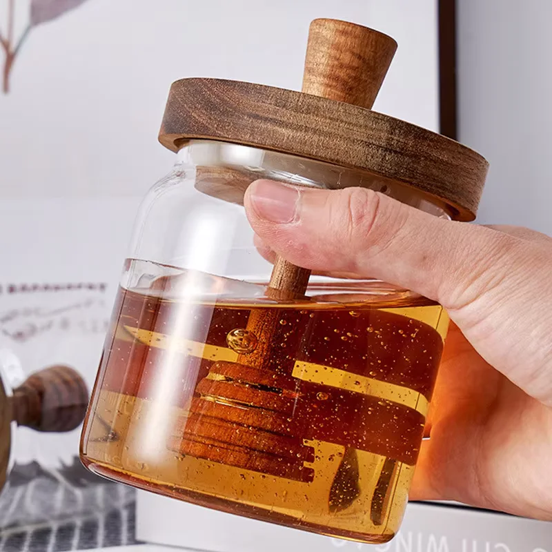 400ml Glass Sealed Jar, Honey Jar with Lid, Home Kitchen Storage Container, Modern Honey Syrup Container, Party Wedding Gifts