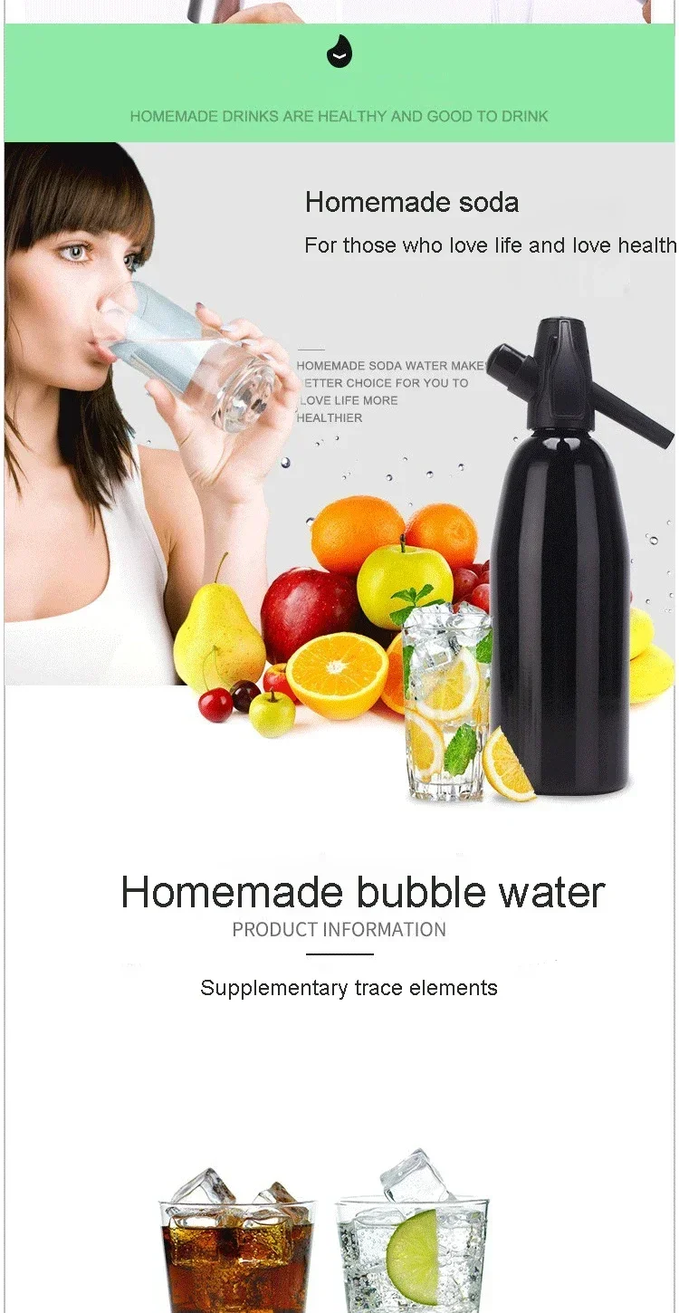 Description Picture 3 of itemManual 1L Soda Siphon CO2 Dispenser WATER Bubble Generator Cool Drink Cocktail Soda Machine Aluminum Bar DIY Soda Maker