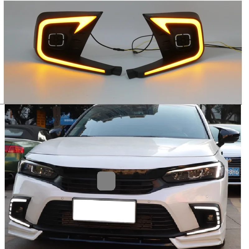 ホンダシビック用自動フロントフォグランプ,LED DRL,デイタイム
