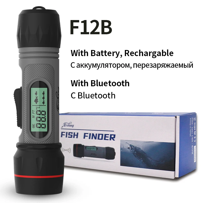 Wireless Fish Finder Erchang F12B For Winter Ice Fishing 90M Depth Gauge Depth Finder With Temperature fishing accessories fish finder