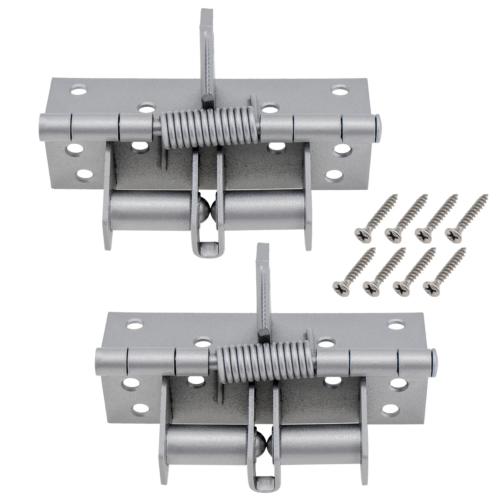 2pcs Self Closing Silver Door Hinges Automatic Closing Door Closer Spring Hinge with Positioning 90 Degrees