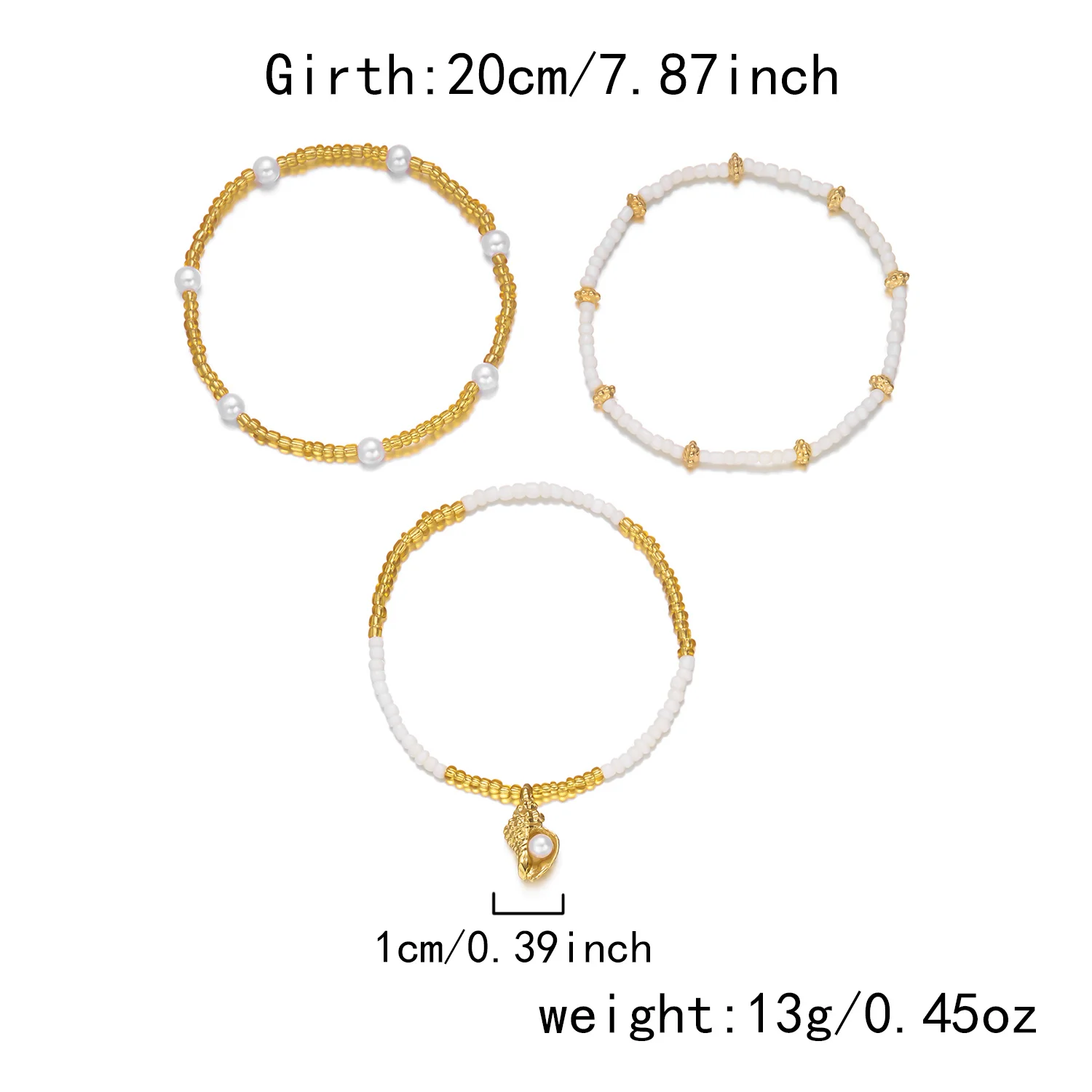 Sommer Strand Muschel Seestern Mehrschichtiges Gestapeltes Fußkettchen für Frauen Einfaches Handgemachtes Reisperlen Elastisches Fußkettchen Boho Fußschmuck – Detail 7