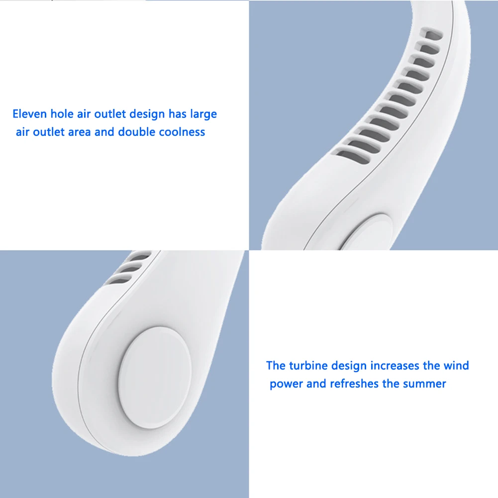 Portable Hanging Neck Fan USB Rechargeable Bladeless Mute Fans Air Conditioning Cooler for Sports FanMini Electric Wireless Fan