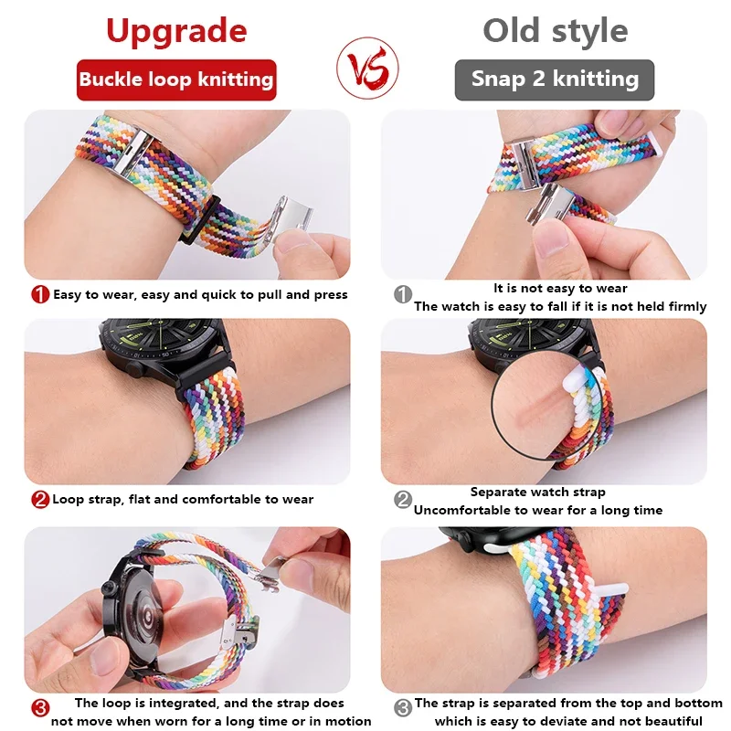Nylon Braided Solo Loop Elastic Weave Bracelet Wristband Strap
