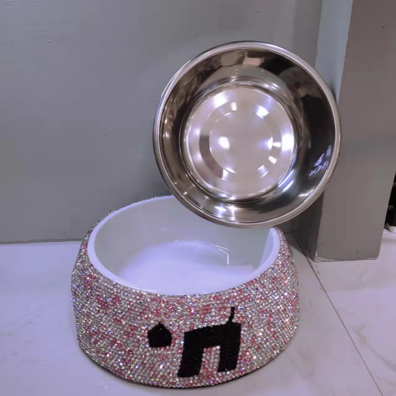 Cat Food Dish Princess Dog Bowls WOOFUU Sparkly Full Rhinestones