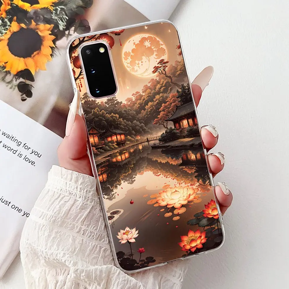 Clear Cute Cat and Fashion Flower Painted Phone Case Cover