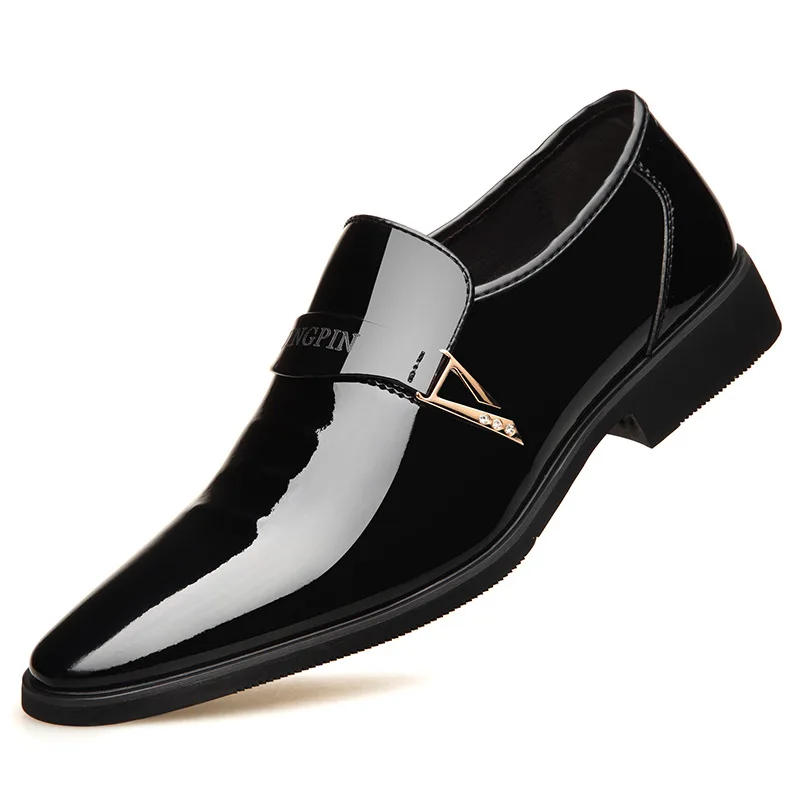 2024 Newly Men's Quality Patent Leather Shoes White Wedding Shoes Size 38-48 Black Leather Soft Man Dress Shoes