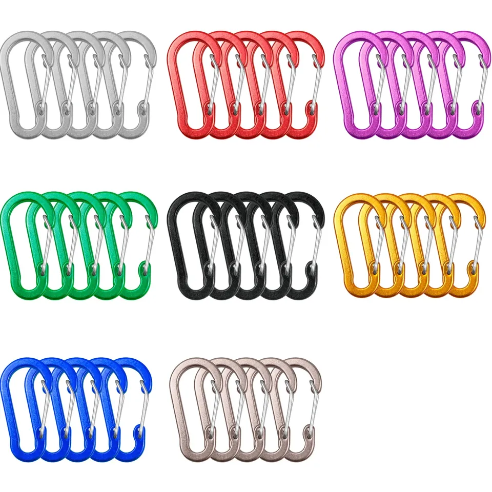Carabiner Clips Mini Aluminum Alloy Keychain Carabiner Clip D Rings for Camping Hiking Fishing Backpacking