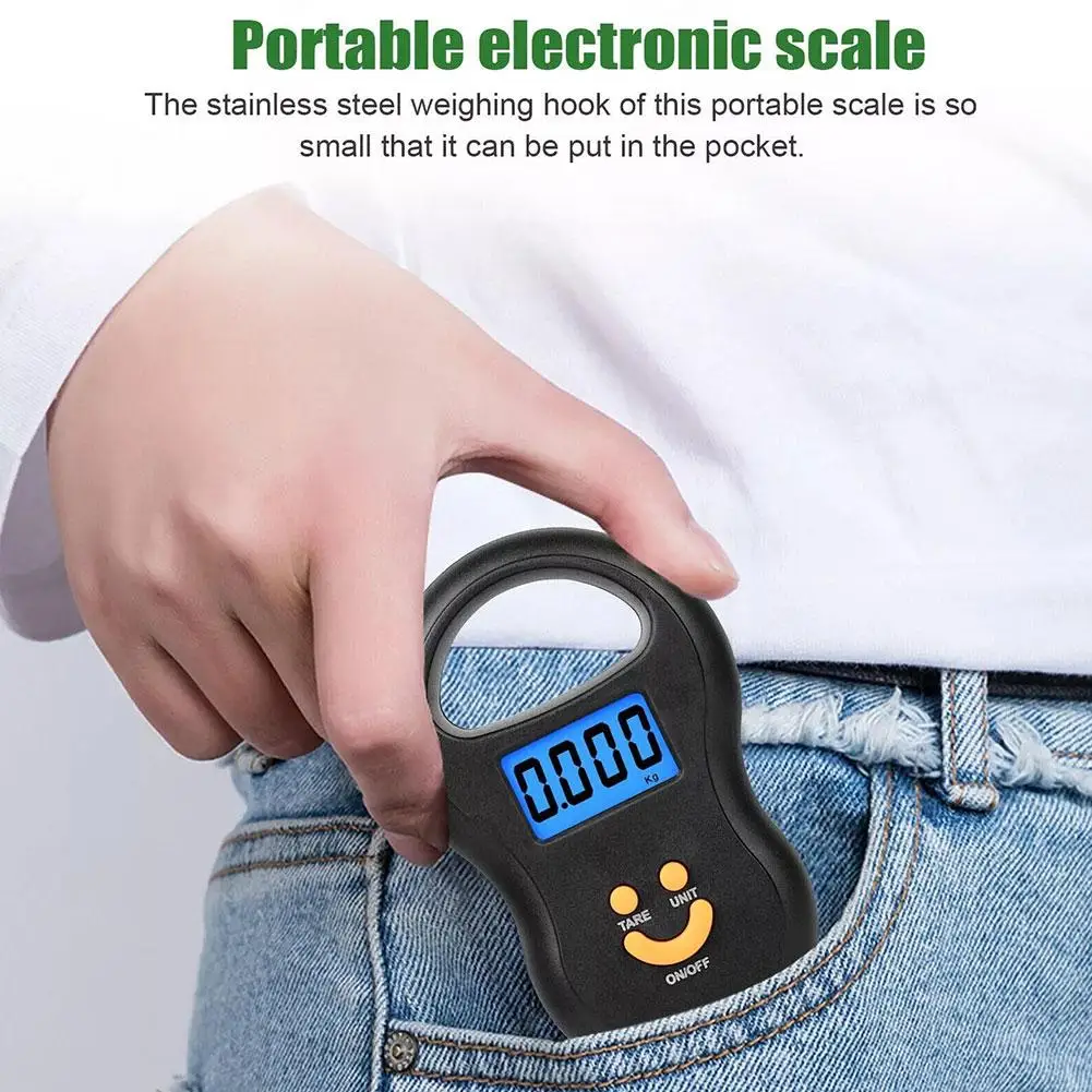50kg X 10g Mini Digital Scale For Fishing Luggage Travel Weighting Steelyard Hanging Electronic Hook Scale Kitchen Weight Tool