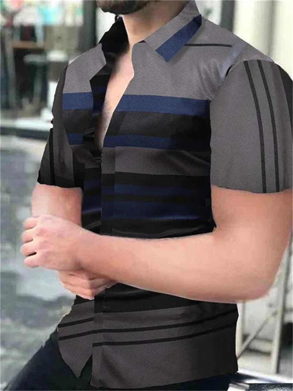 thumbnail image 1 of Nuevas camisas a cuadros para hombre, camisas casuales de verano con estampado 3D, camisas de playa hawaianas, camisas de manga corta con solapa, blusas de calle, ropa para hombres y mujeres, 1 of 5
