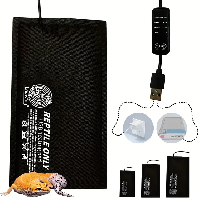 USB Reptile Heat Pad Adjustable Temperature Control Terrarium Heating Mat Small Animals Snake Turtle Bearded Gecko Dragon 3