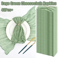 10-100Pcs Sage Green Napkins for Wedding Boho Gauze Table Napkins 50x50cm Serving Table Decor Dinner Towel Cocktail Napkins 1