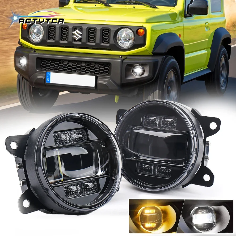 

ACTVTCA 4 Inch 60W Headlights Car Lenses Lamp Front Bumper Fog Lights Pick Truck for Suzuki Wrangler Subaru Daytime Turn Signal