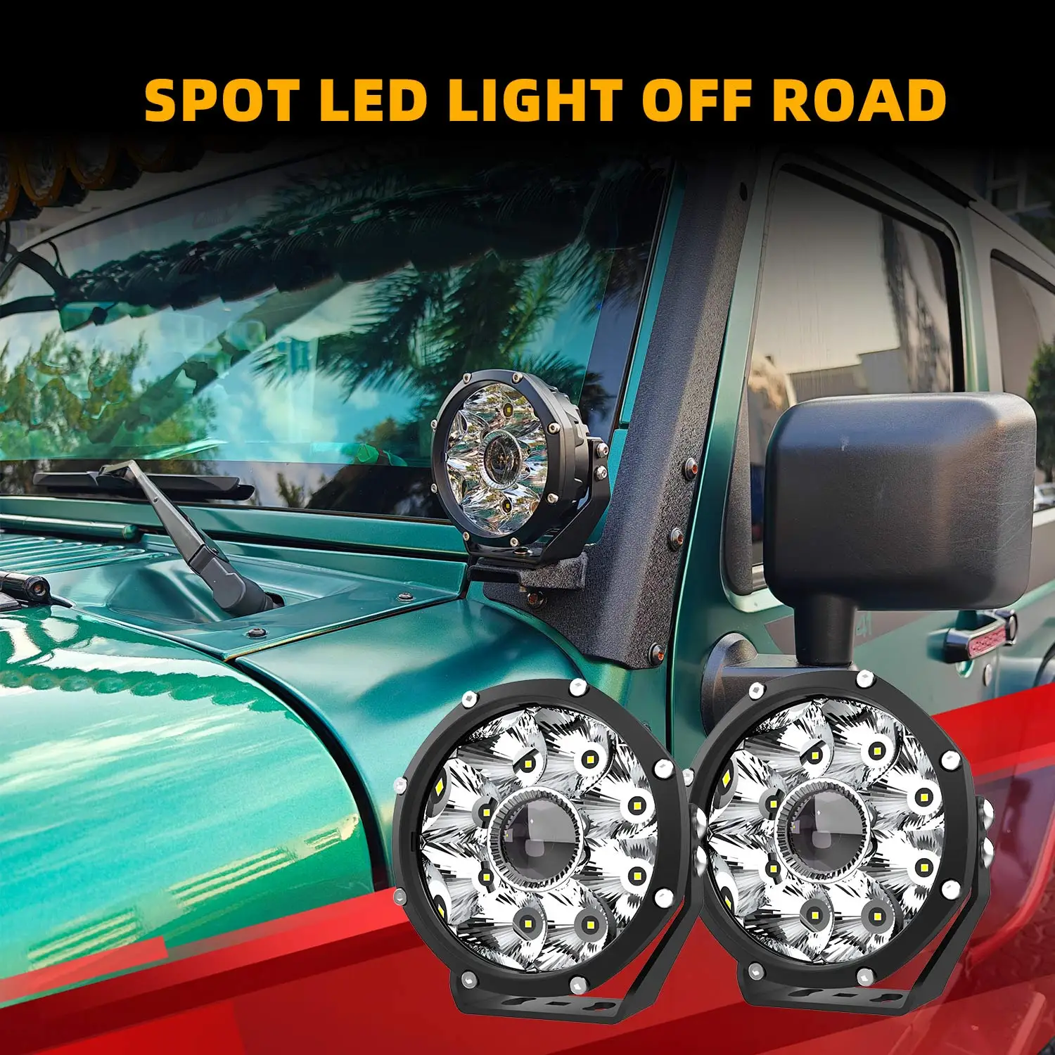 JY 5 дюймов A-pillar светодиодный прожекторы фары дальнего света под противотуманный свет для 4X 4 фототехники внедорожника UTV 12 В 24 В