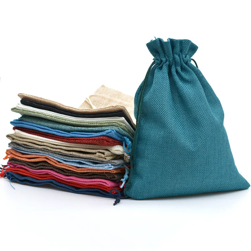 10Pcs/Lot Multi-color Multi-size Colorful Cotton Jute Bag For Various Gifts Wedding Jewelry Storage Pouches Can Be Customized