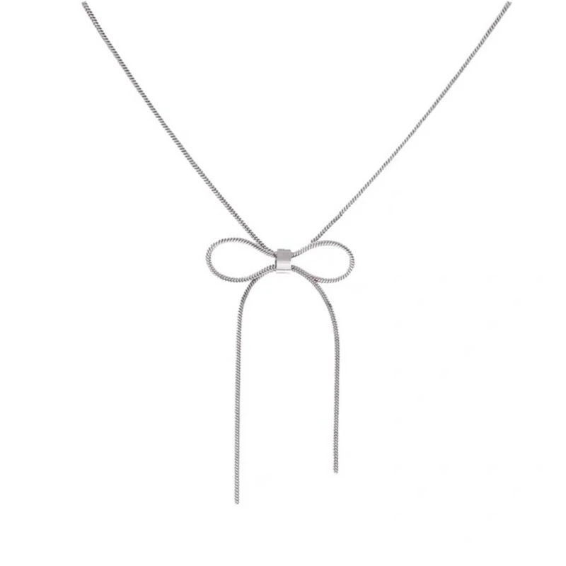 

Dainty Bowknot Charm Necklace Elegant Bowknot Pendant Choker Wedding Birthday Anniversary Jewelry Gift Women Girl