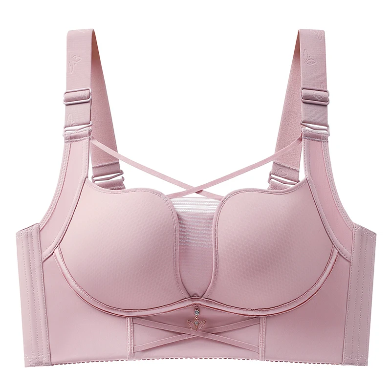 Sexy Plus Size Bra for Women Criss Cross Push Up Brassiere Full Back Coverage Hide Fat Smooth Bra Wireless Lingerie Seamless Bra