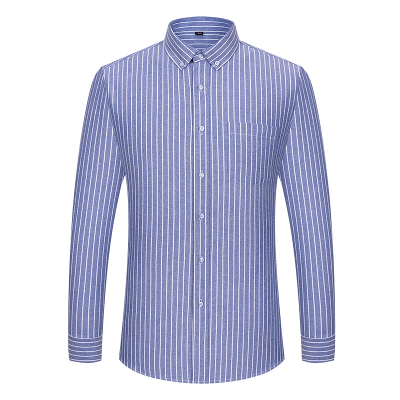 Men Oxford Cotton Long Sleeve Casual Slim Solid Color Plaid Print Stripe Formal Dress Shirt Plus Size cotton shirt business shirt men oxford shirts