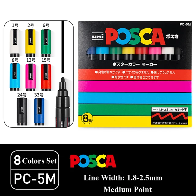 Pennarelli Uni Posca PC-1M PC-3M PC-5M Set di combinazioni di pittura  pennarello permanente studente Graffiti Manga Art Supplies originale -  AliExpress